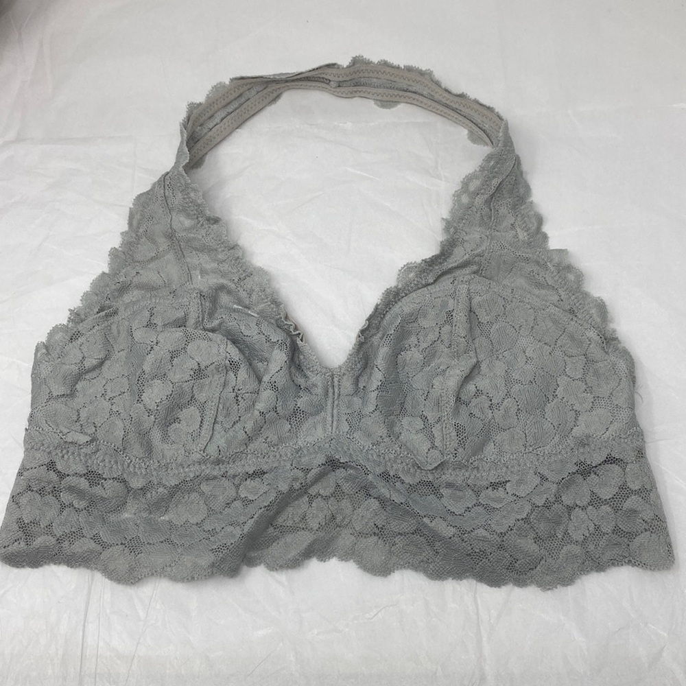 Aerie Grey Lace Halter Bralette